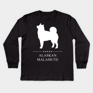 Alaskan Malamute Dog White Silhouette Kids Long Sleeve T-Shirt